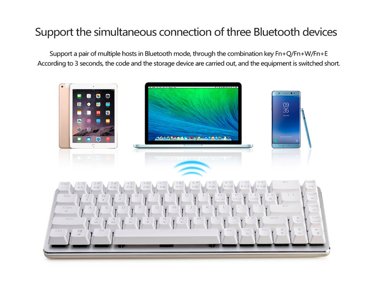 A-jazz Zn Mechanical Wireless Gaming keyboard,Cherry MX-Red Axis,68 Non-Conflicting Keys-White