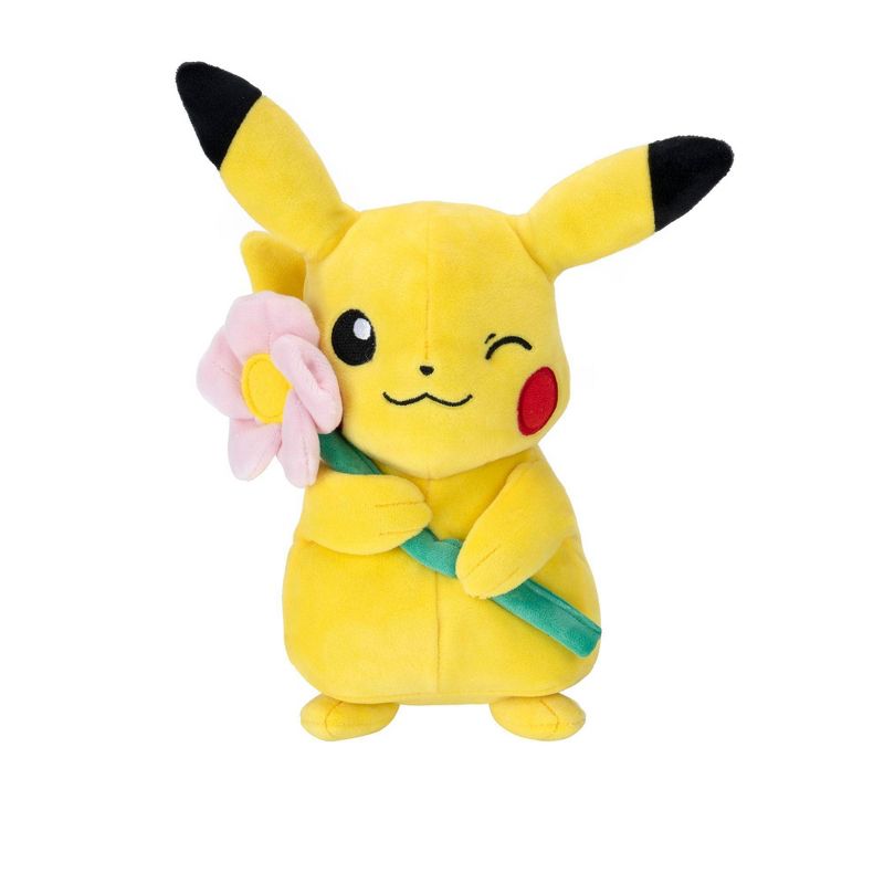 Pokemon Spring Plush Pikachu Pink Flower 8"