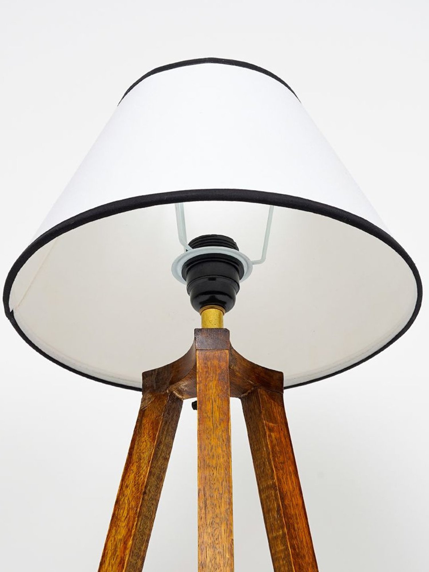 Kapoor Lamp Shades Honey & White Wood Griffith Tripod Cotton Shade Table Lamp