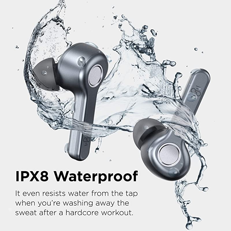 Wireless Earbuds, Upgraded  Bluetooth V5.2 in-Ear Stereo Wireless Headphones USB-C Quick Charge Bluetooth Earbuds IPX8 40Hours Play Time-Grey