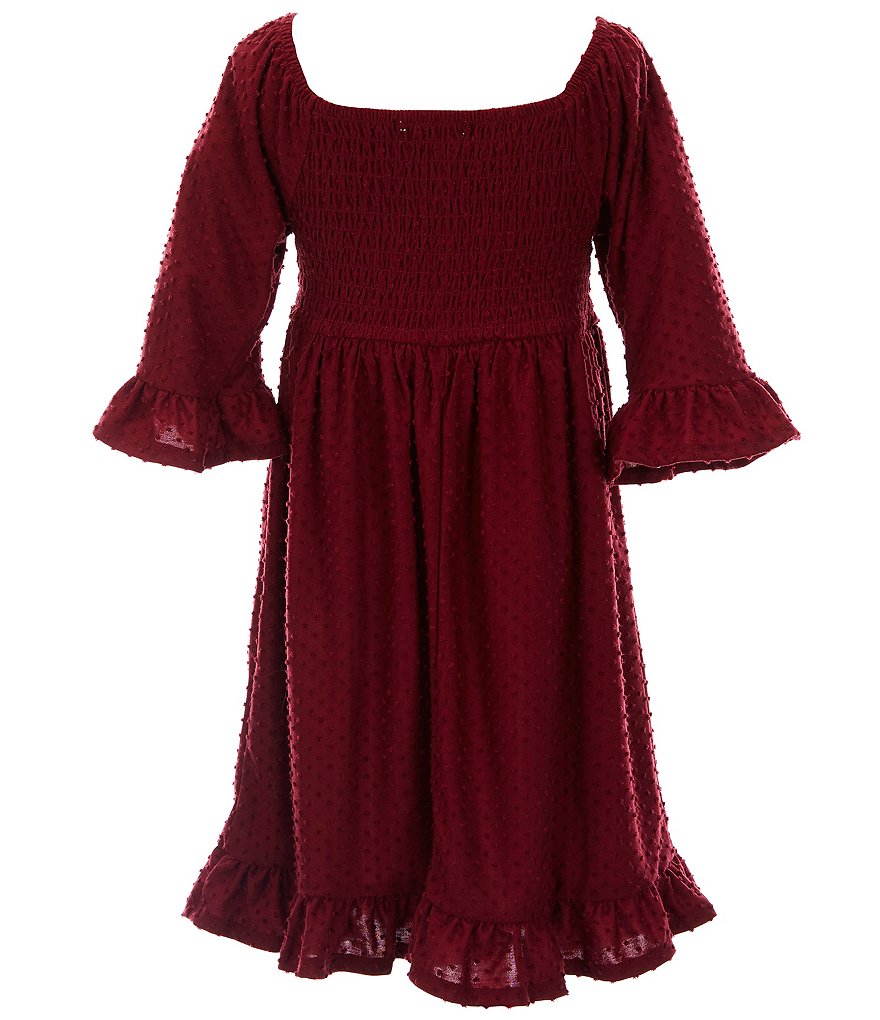 Xtraordinary Big Girls 7-16 Bell-Sleeve Smocked Clip-Dot A-Line Dress