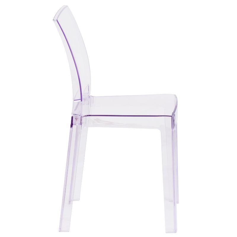 Emma and Oliver Ghost Chair with Square Back in Transparent Crystal