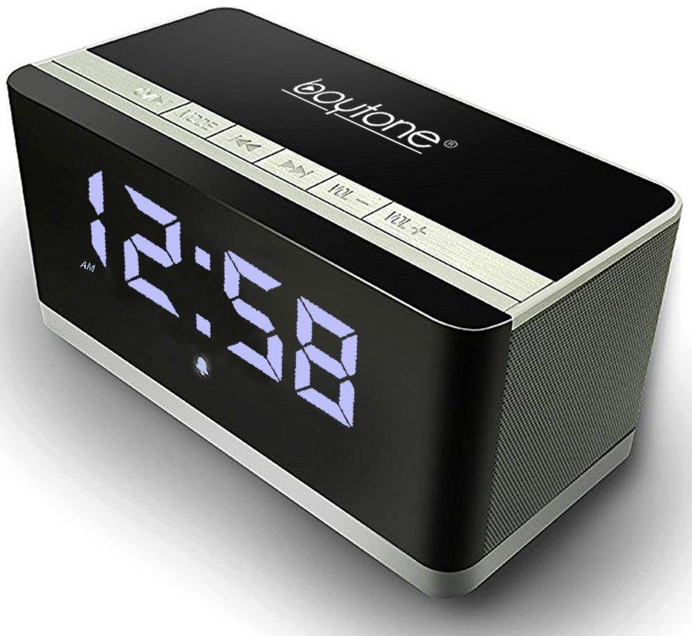 Boytone Bluetooth 4.1 Portable Alarm Clock Radio Wireless Speaker, Digital FM (BT-86C)