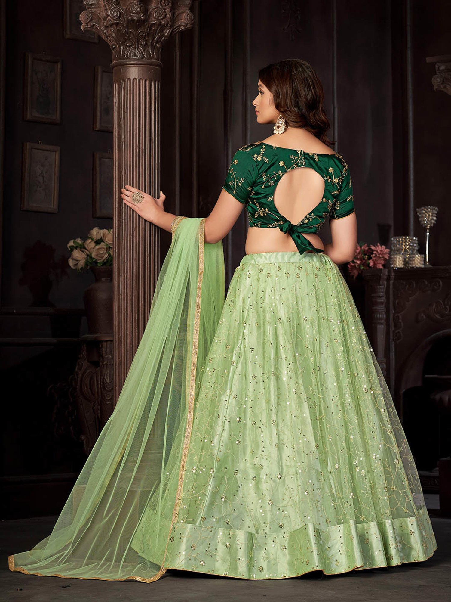 Warthy Ent Green Embroidered Lehenga Choli Set With Dupatta