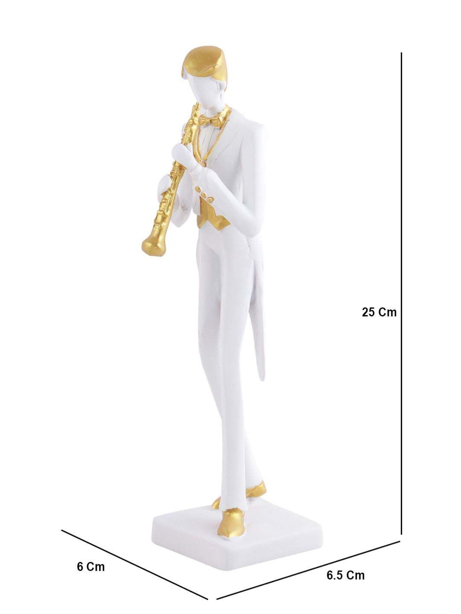 Tayhaa White & Golden Resin Playing Trumpet Musician Statue