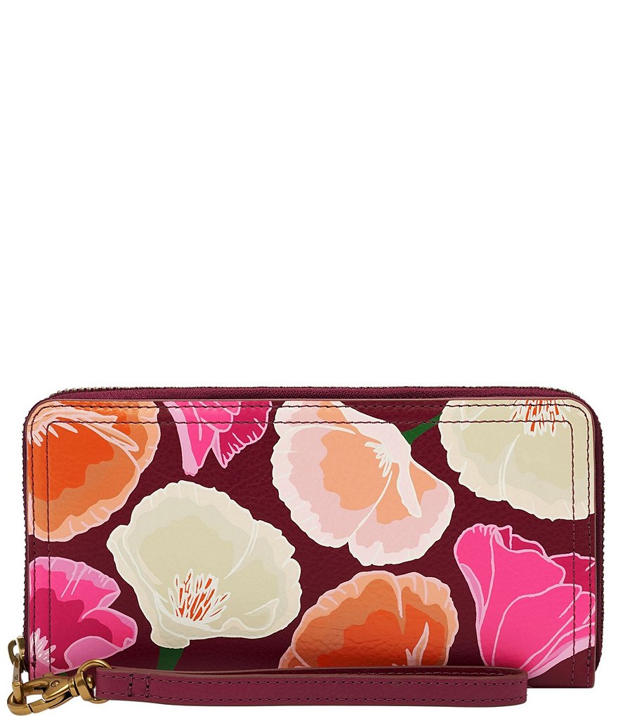 Fossil Logan Floral Print RFID Zip Around Clutch Wallet