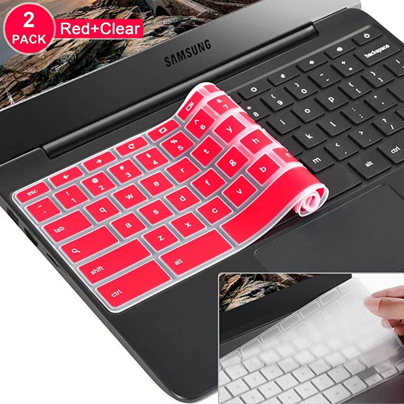 Pack]Samsung chromebook 4 Keyboard Cover Skin for Samsung Chromebook 11.6/15.6 inch Chromebook XE500C1, Chromebook 3 XE500C13,Chromebook Plus V-in-1 XE50QAB 1.(Clear and red)&hellip;