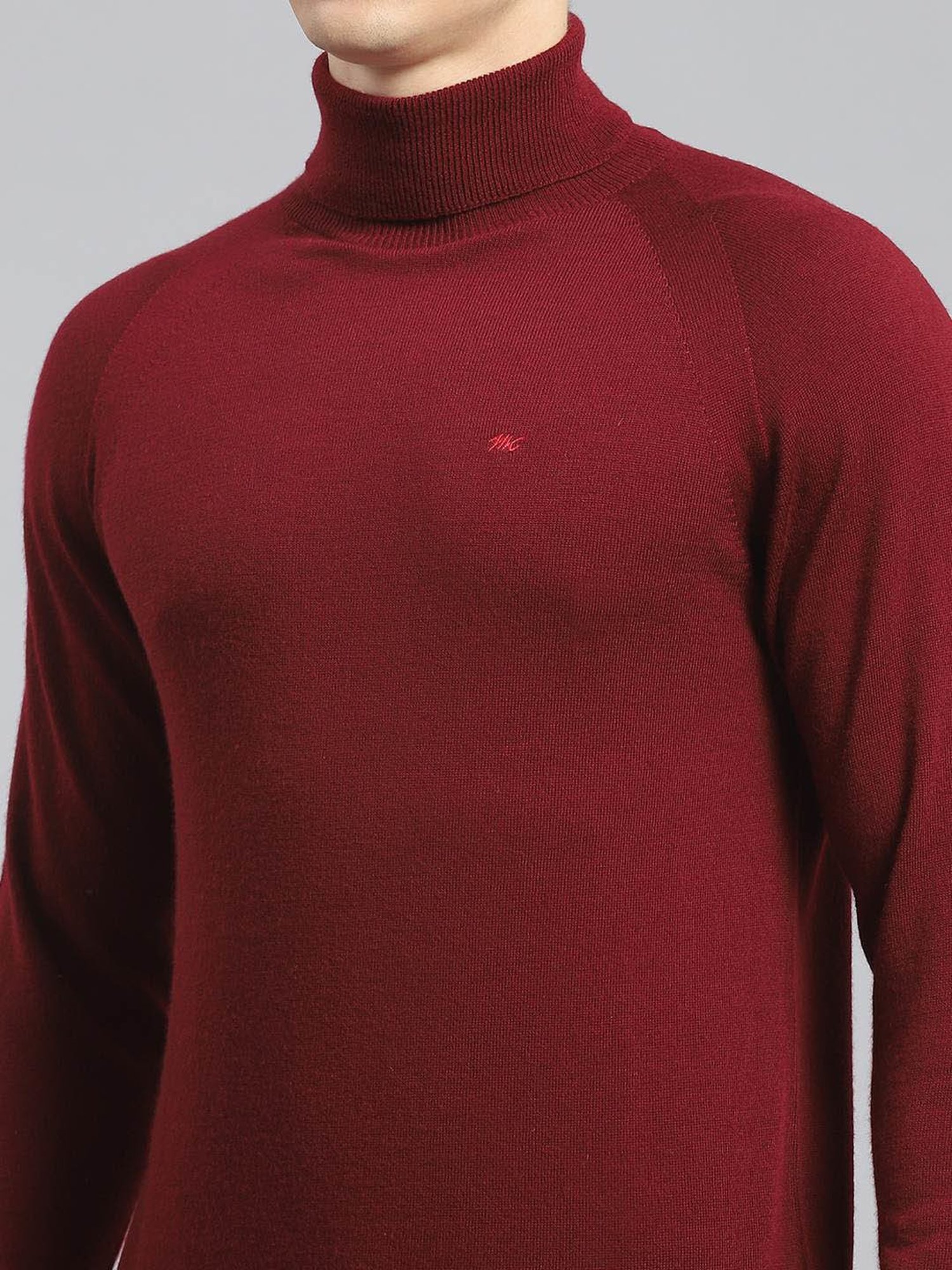 Monte Carlo Dark Maroon Regular Fit Pure Wool Sweater