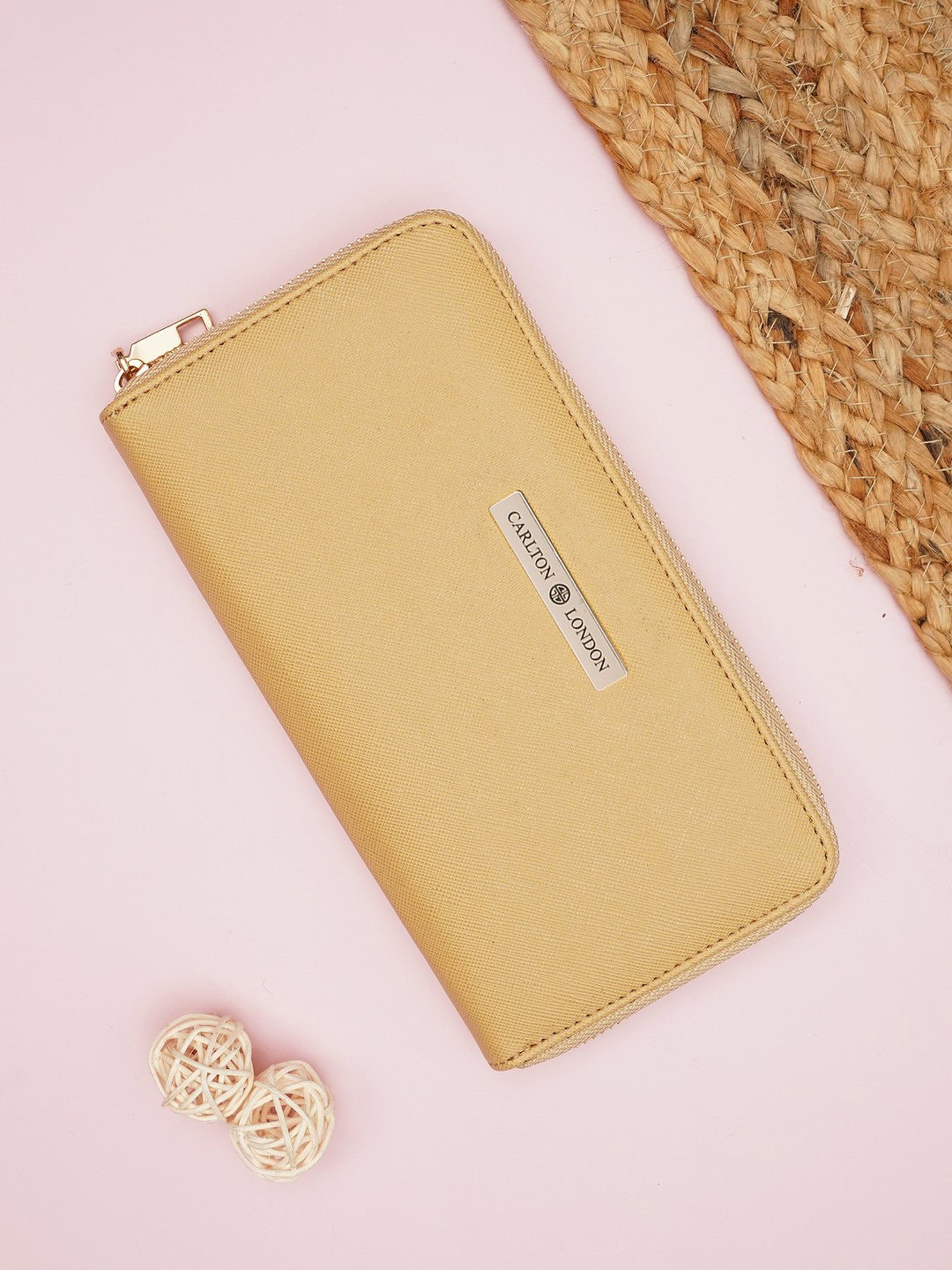 Carlton London Beige Small Zip around Wallet for Women