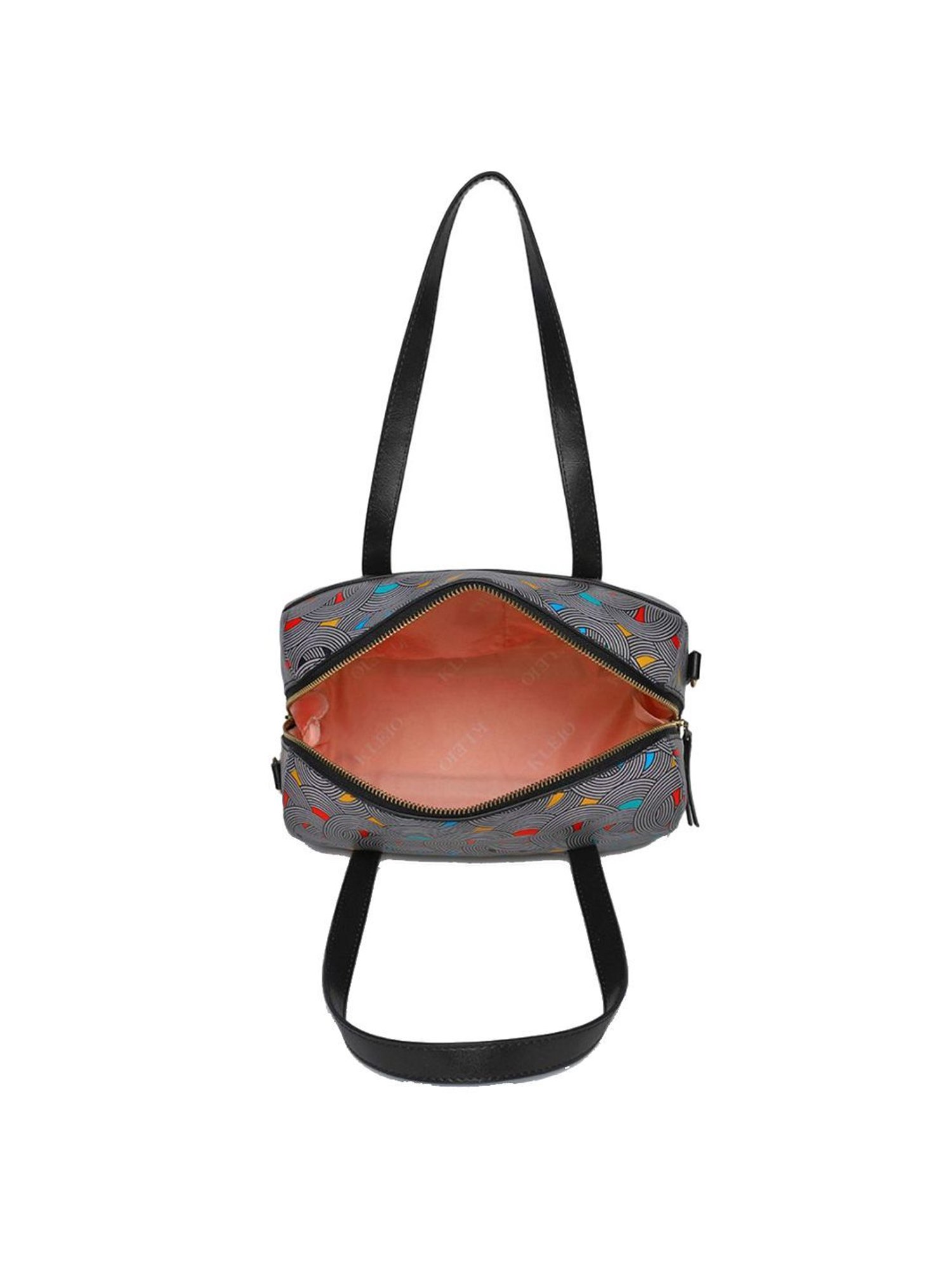 KLEIO Black Printed Medium Handbag