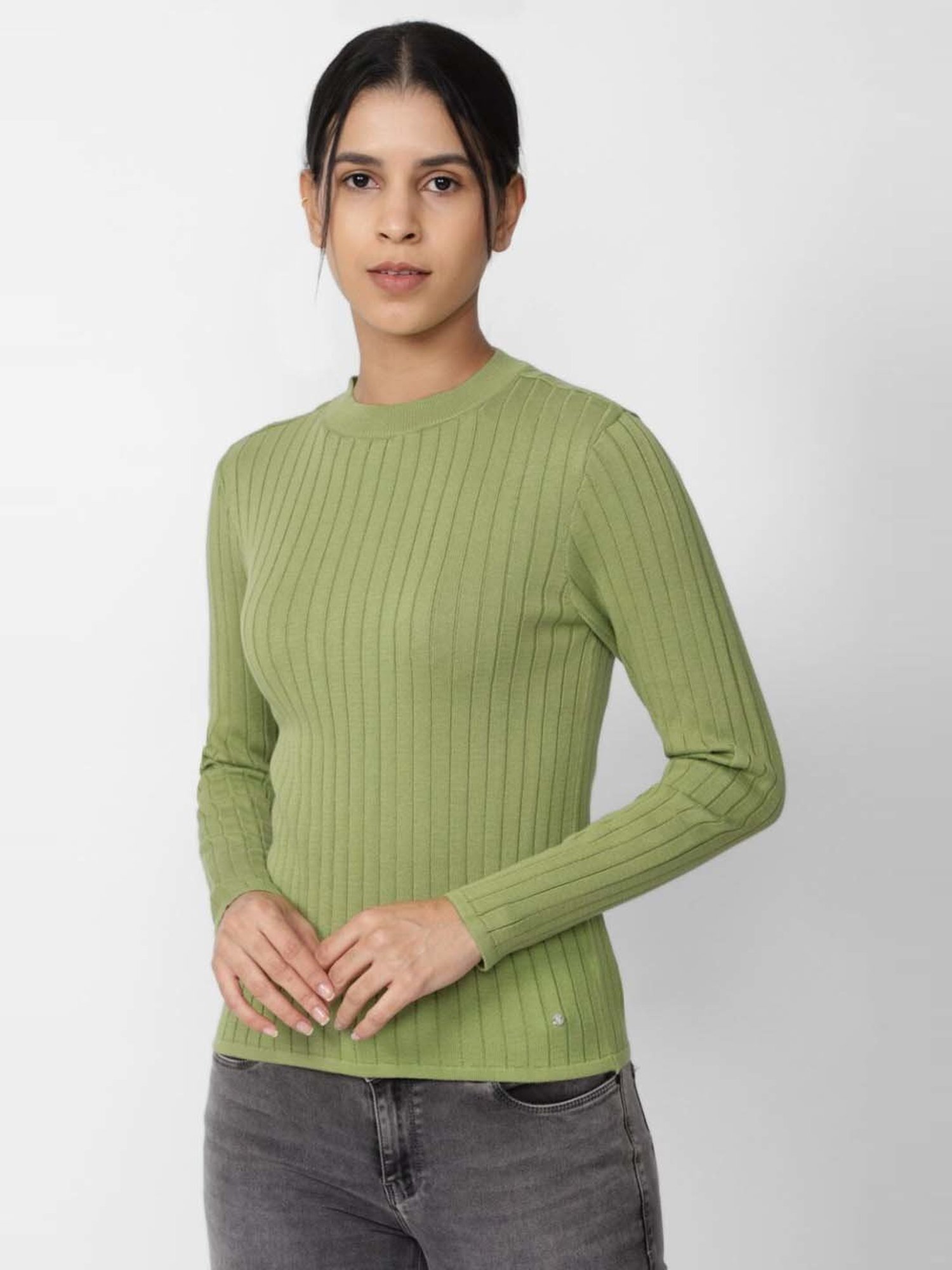 Van Heusen Green Cotton Striped Top