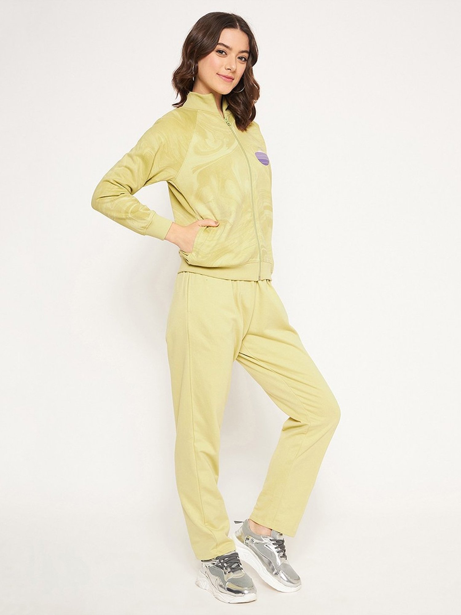MADAME M Secret Green Printed Sports Tracksuit