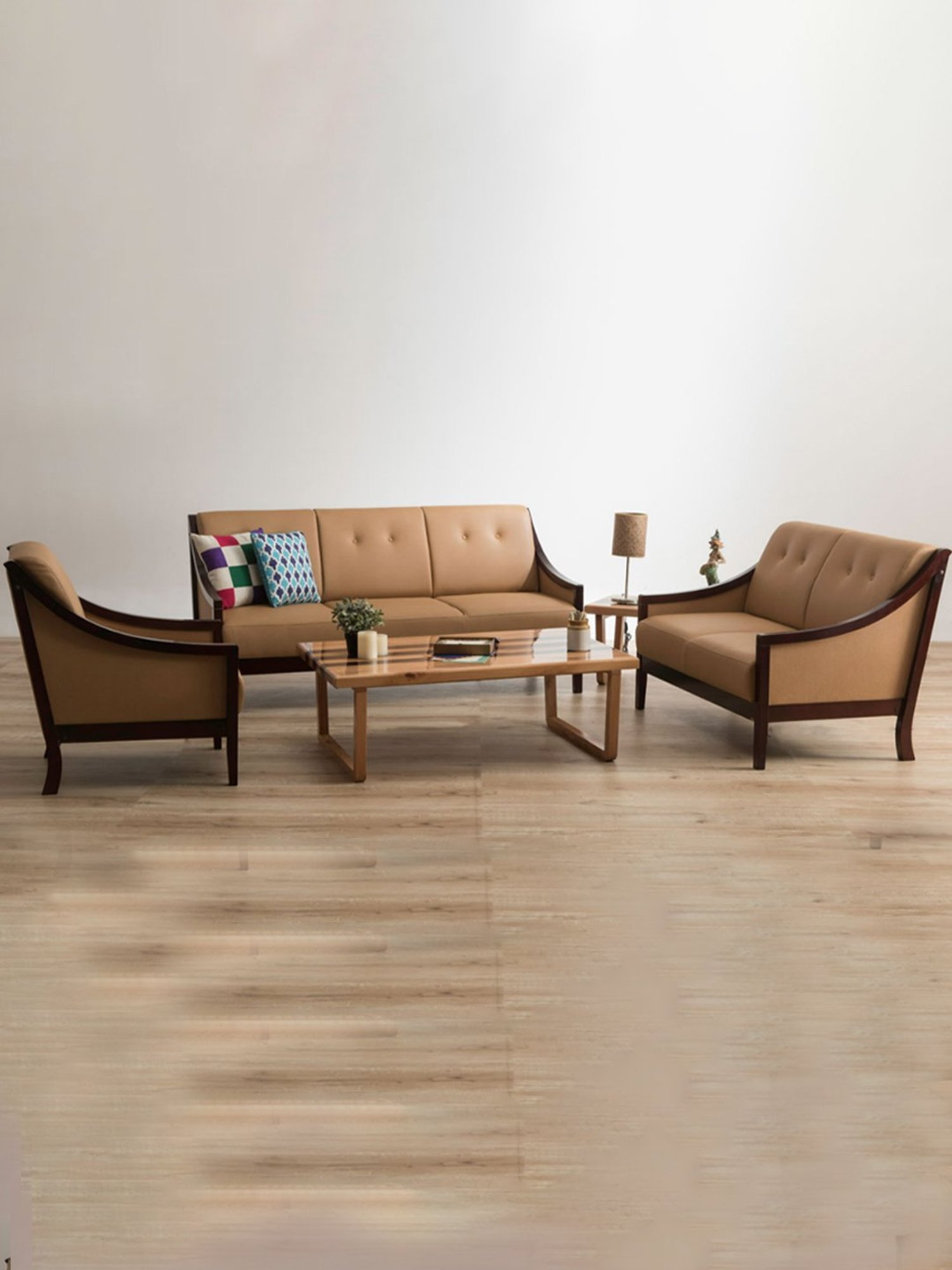 Durian Jesse Camel Brown Premium Leatherette 1 Seater Sofa