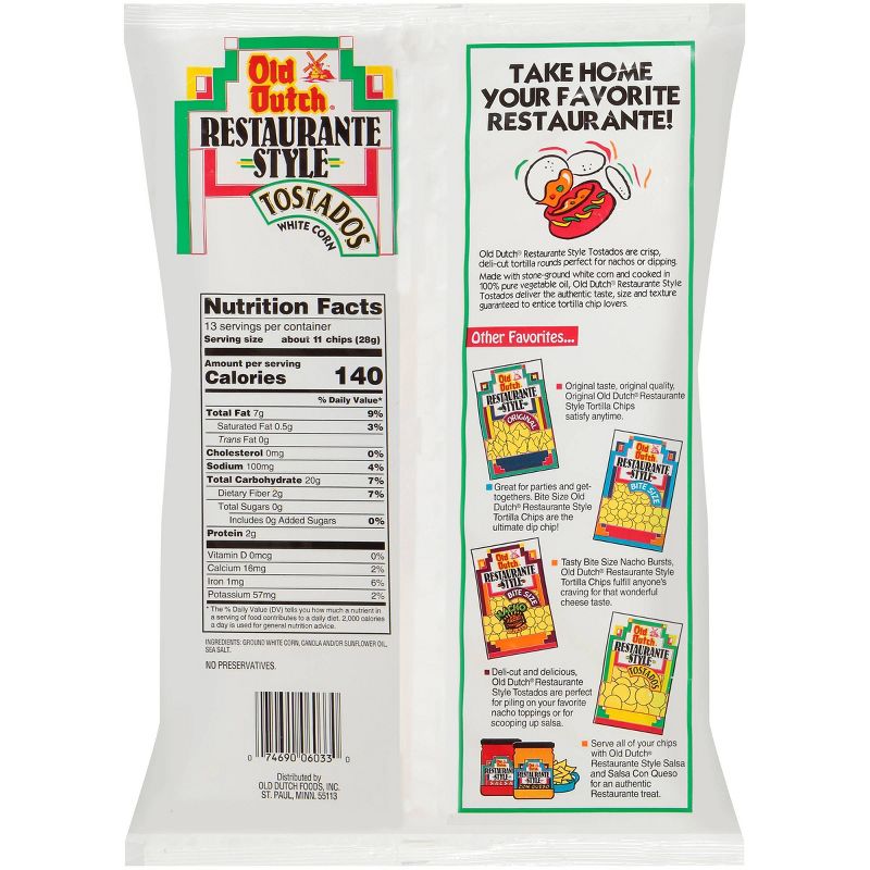 Old Dutch Restaurante Style Tostados White Corn Premium Tortilla Chips - 13oz