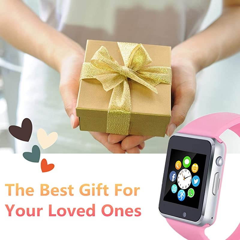 Watch Bluetooth Watch Phone with SD Card Pedometer Call Text Notification Music Player Camera Compatible for Android Samsung Huawei and iPhone Partial Functions for Women Ladies Girls