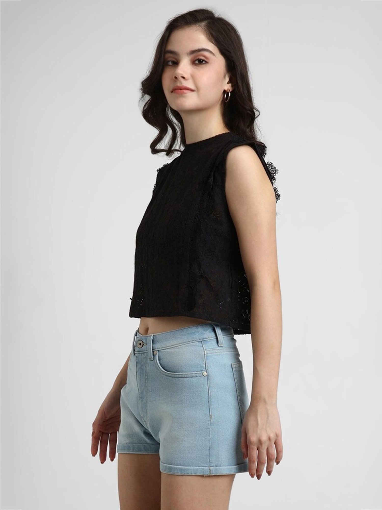 Forever 21 Black Lace Crop Top
