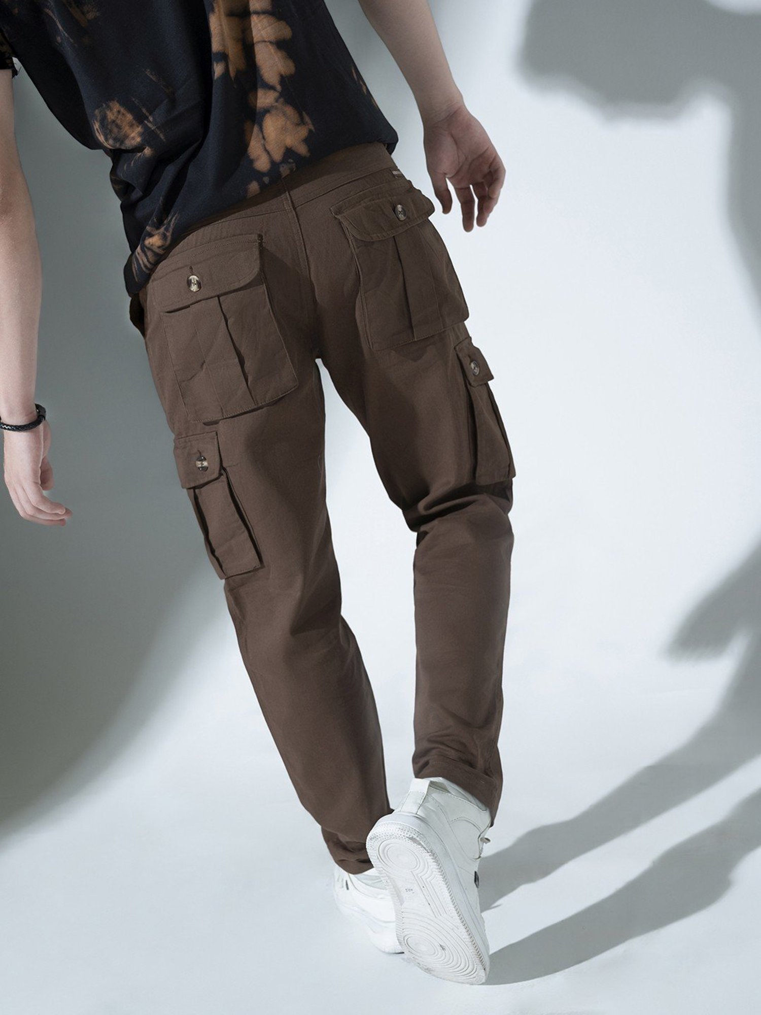 Slowave Beige Regular Fit Flat Front Trousers