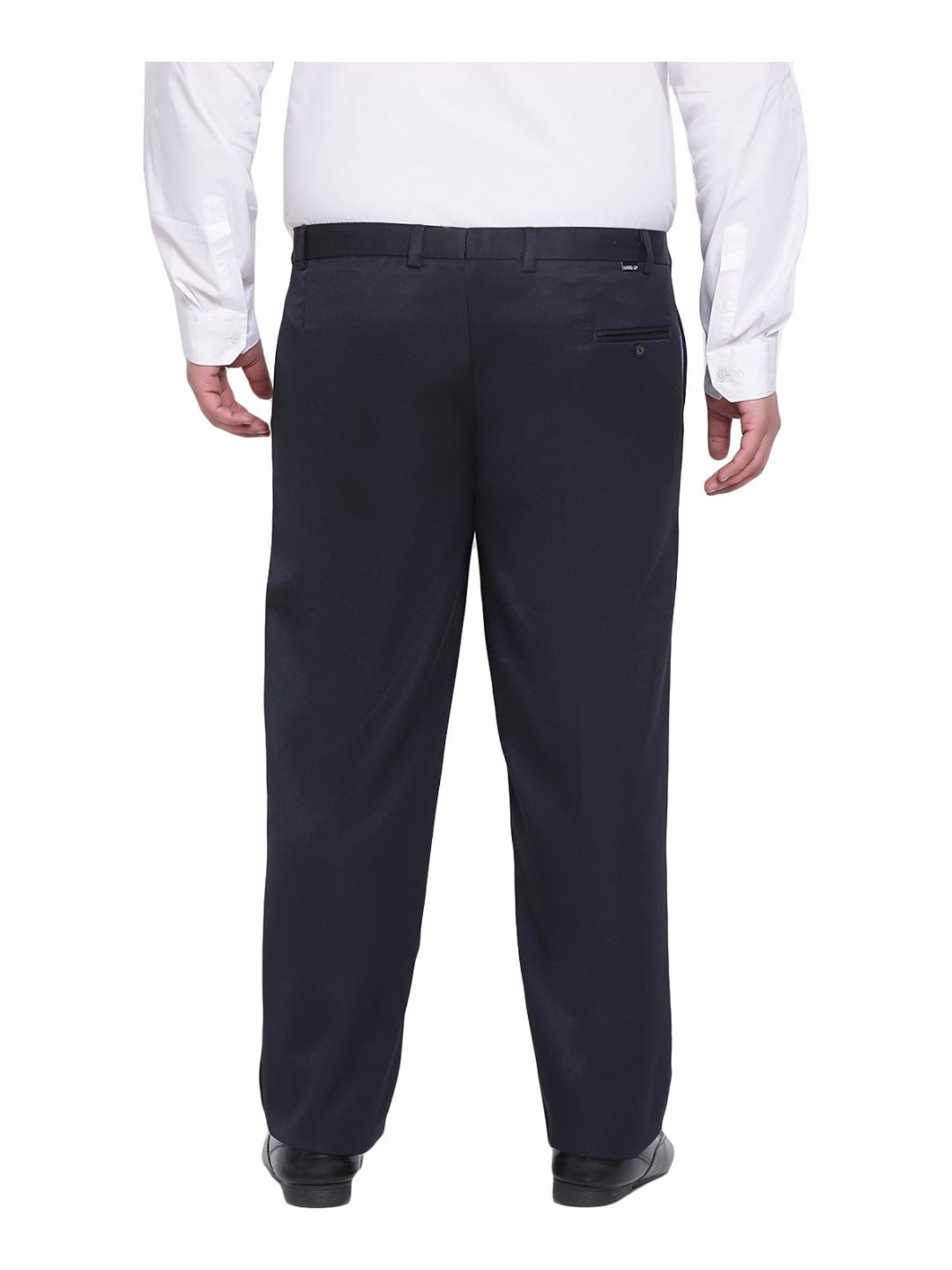 Hangup Navy Regular Fit Flat Front Trousers