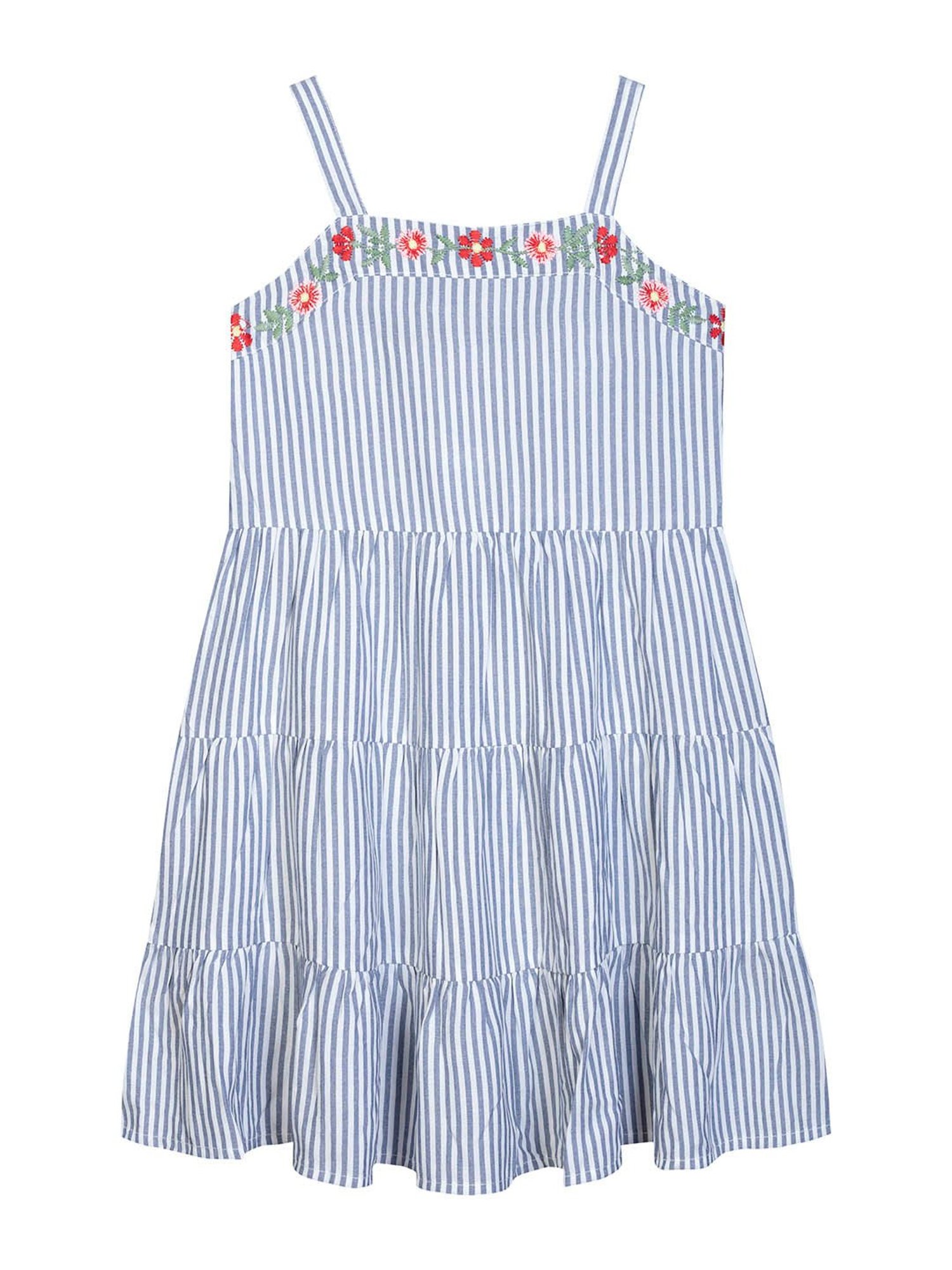 Budding Bees Kids Blue & White Striped Dress