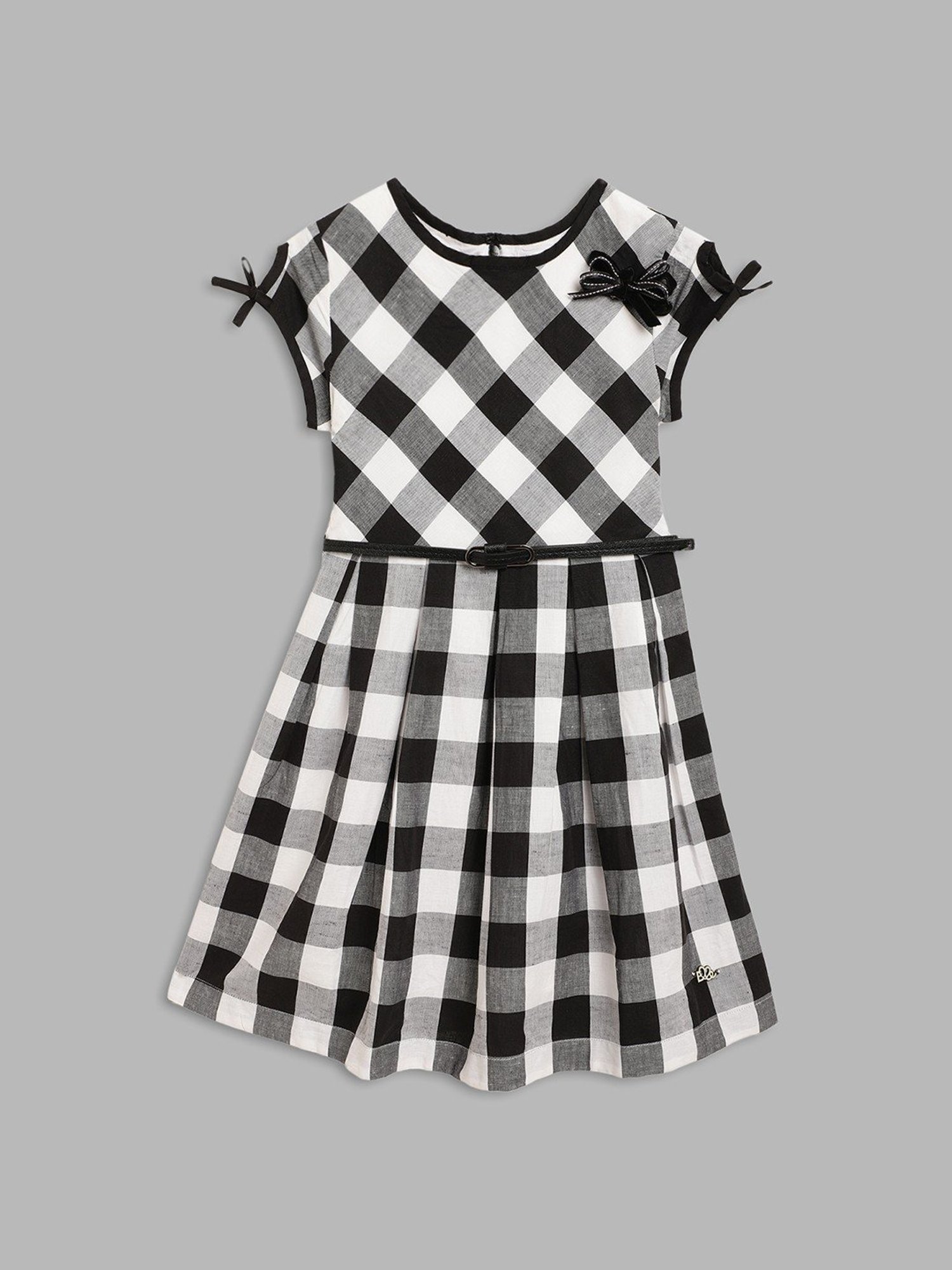 Elle Kids Black & White Chequered Dress