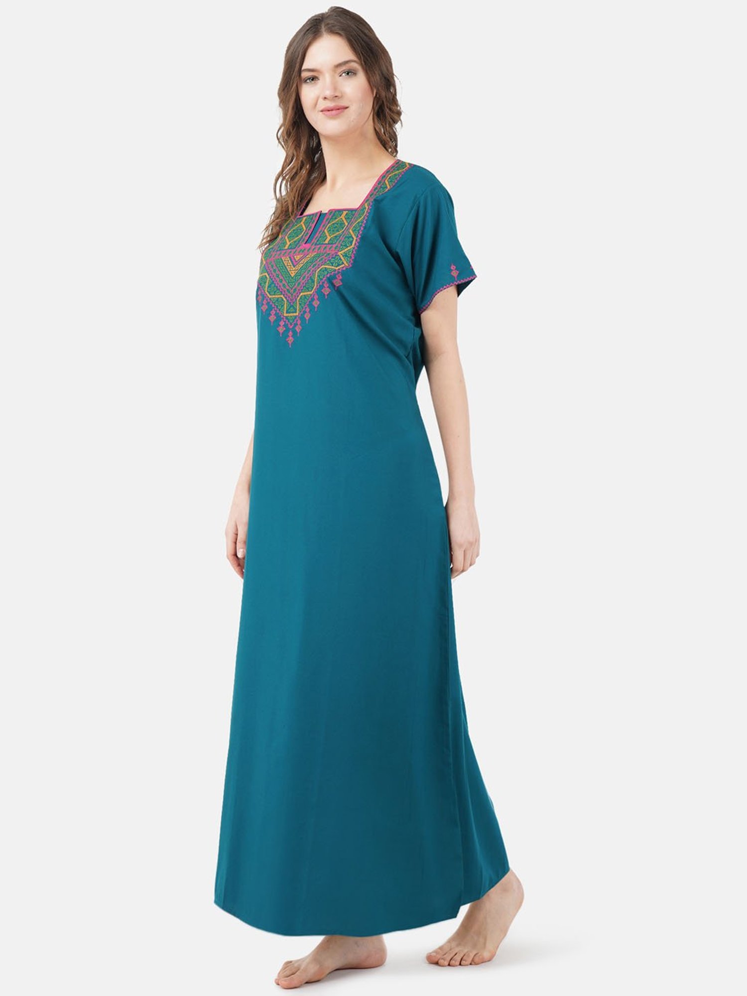 KOI SLEEPWEAR Teal Blue Embroidered Nighty