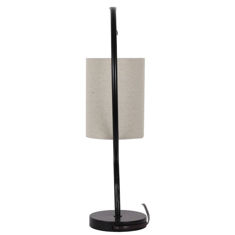 Possini Euro Design Industrial Table Lamp Oil Rubbed Bronze Clear Glass Burlap Tapered Drum Shade for Living Room Bedroom Bedside