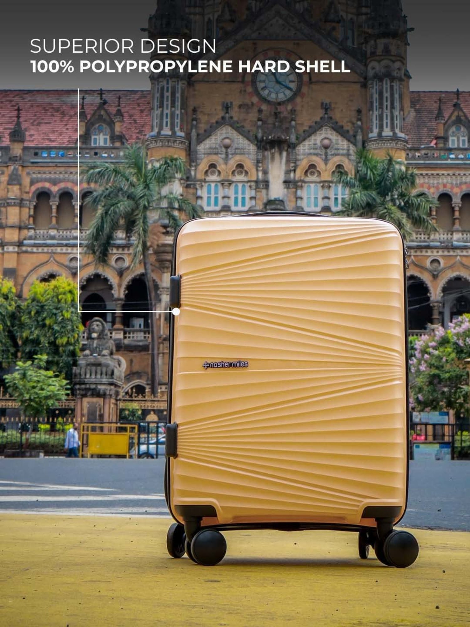 Nasher Miles Mumbai Hard-Sided Polypropylene Luggage Set of 3 Yellow Trolley Bags (55, 65 & 75 cm)