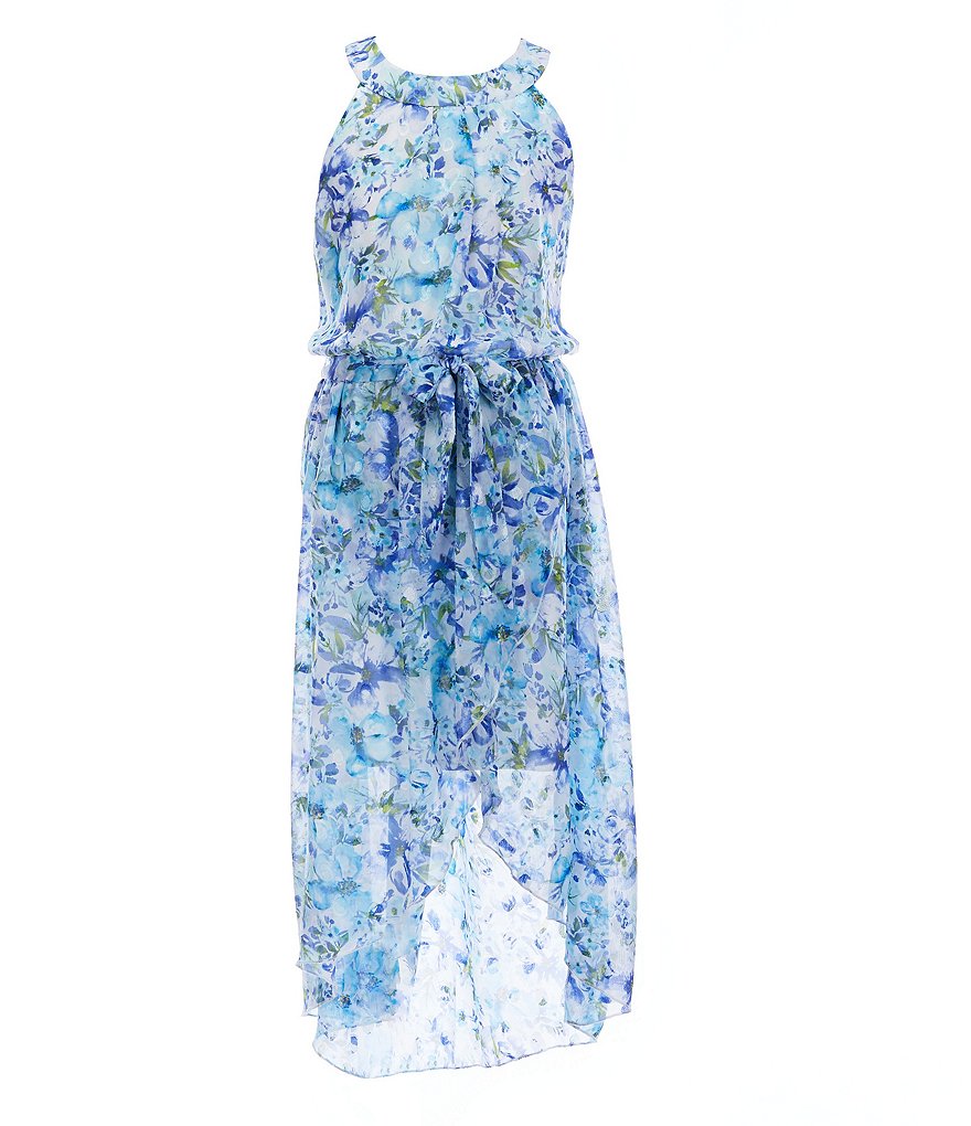 Xtraordinary Big Girls 7-16 Floral-Printed Chiffon Hi-Low Dress