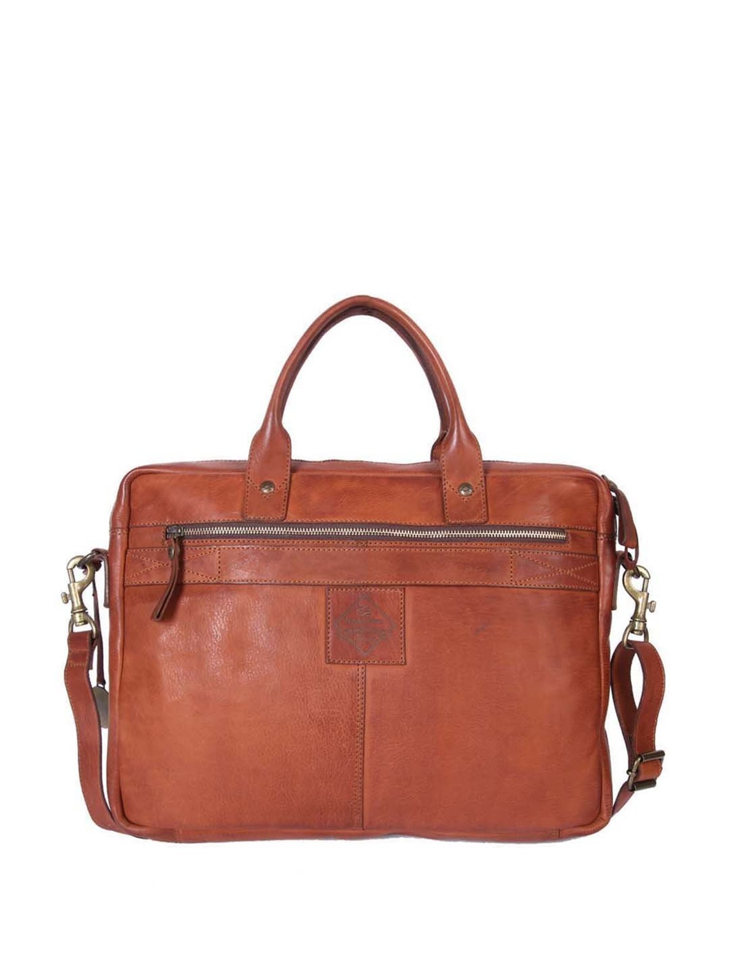 KOMPANERO Tan Leather Medium Messenger Bag