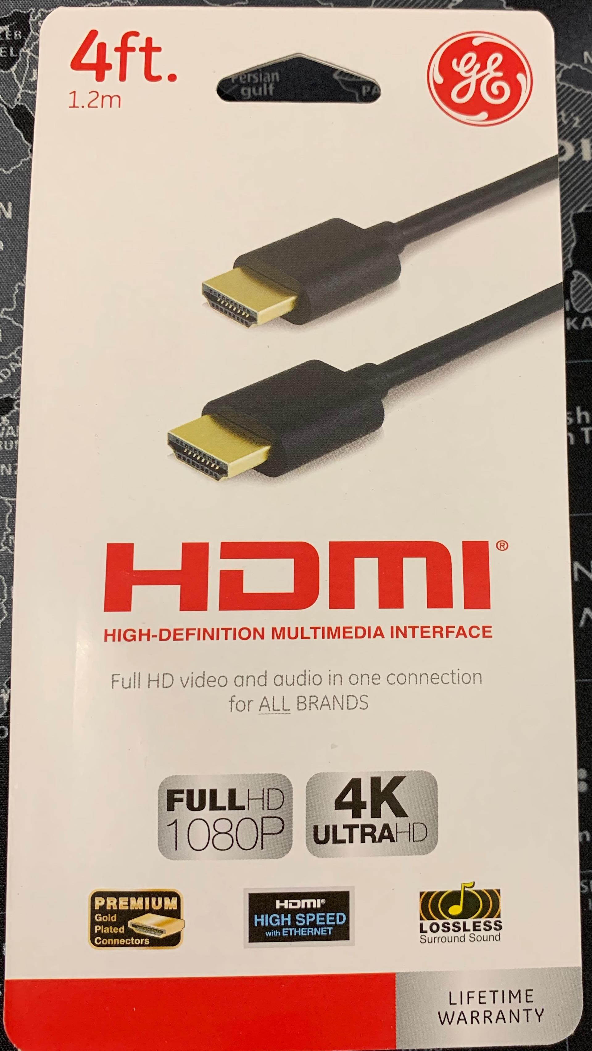 GE 33573 HDMI Cable 4ft - black
