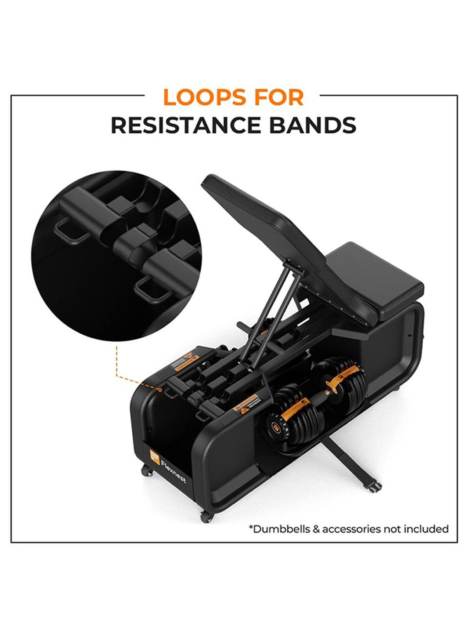 Flexnest Incline and Flat Flexbench Pro 180kgs Weighing Capacity Fitness Bench