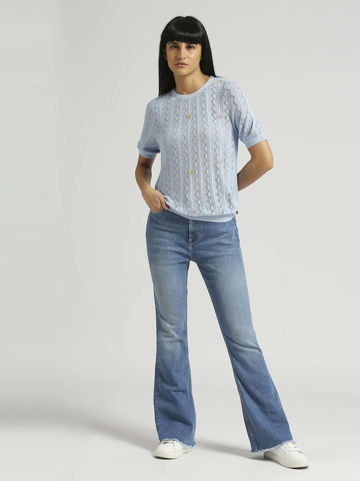 Pepe Jeans Blue Self Pattern Top