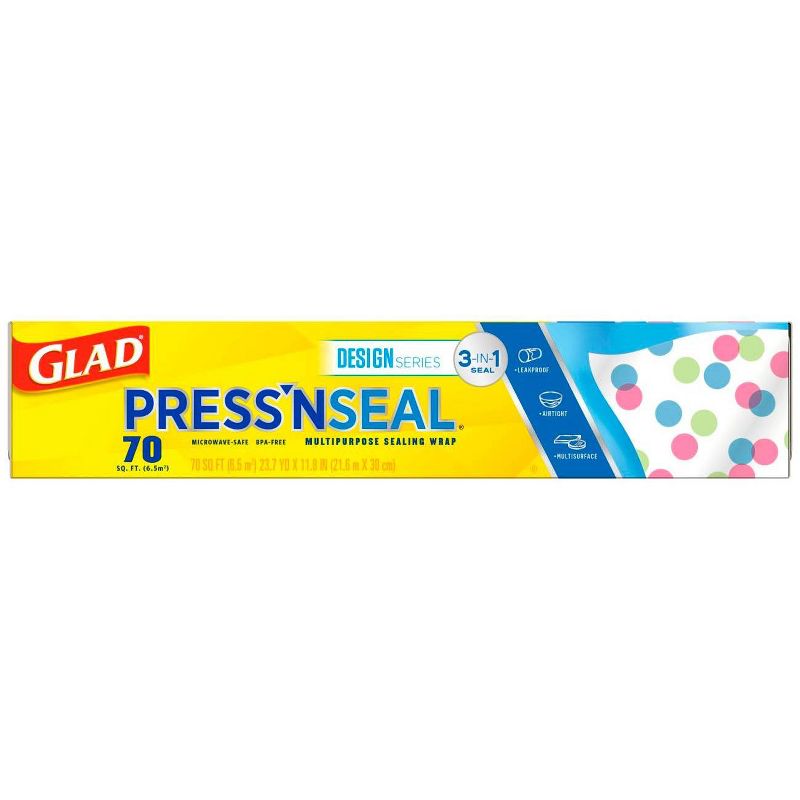 Glad Press'N Seal Plastic Food Wrap Roll + Designer Series Plastic Food Wrap - 70 sq ft