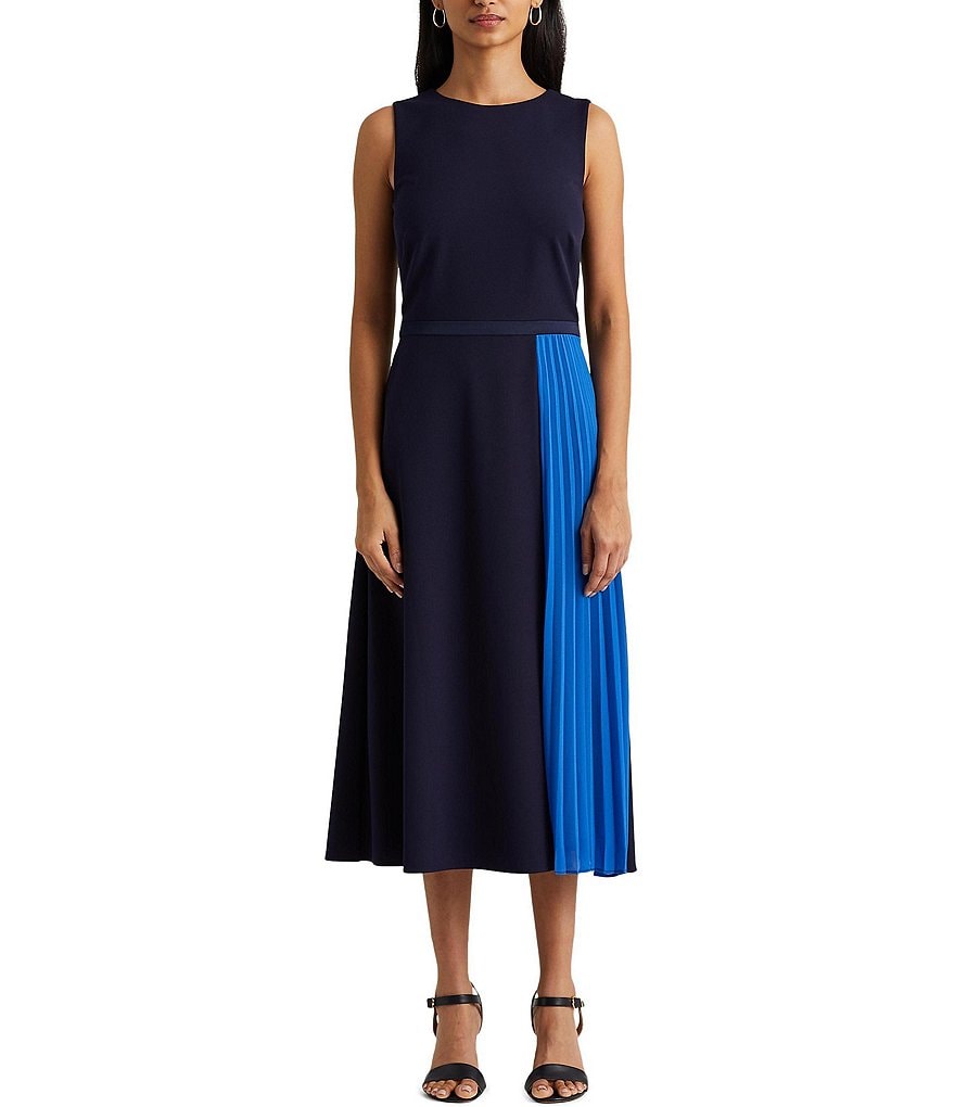 Vince Camuto Halter Bow Neck Sleeveless Midi Dress with Side Seam Pockets