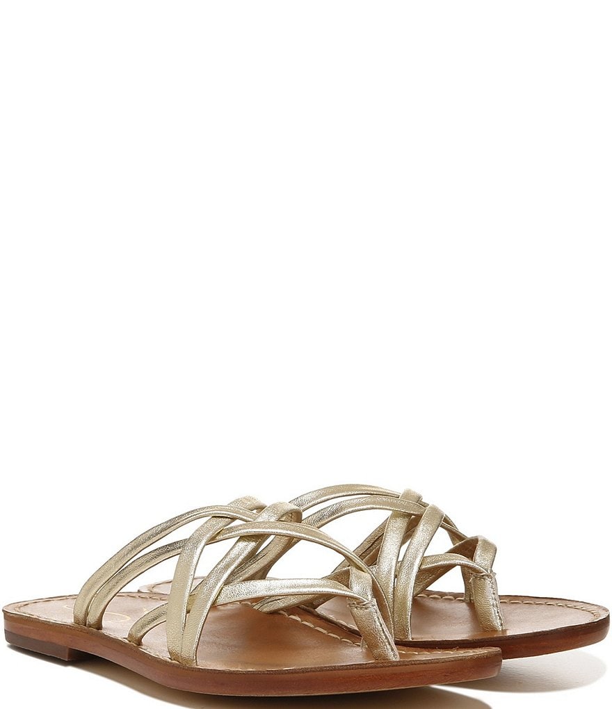 Sam Edelman Marinea Metallic Leather Strappy Thong Sandals