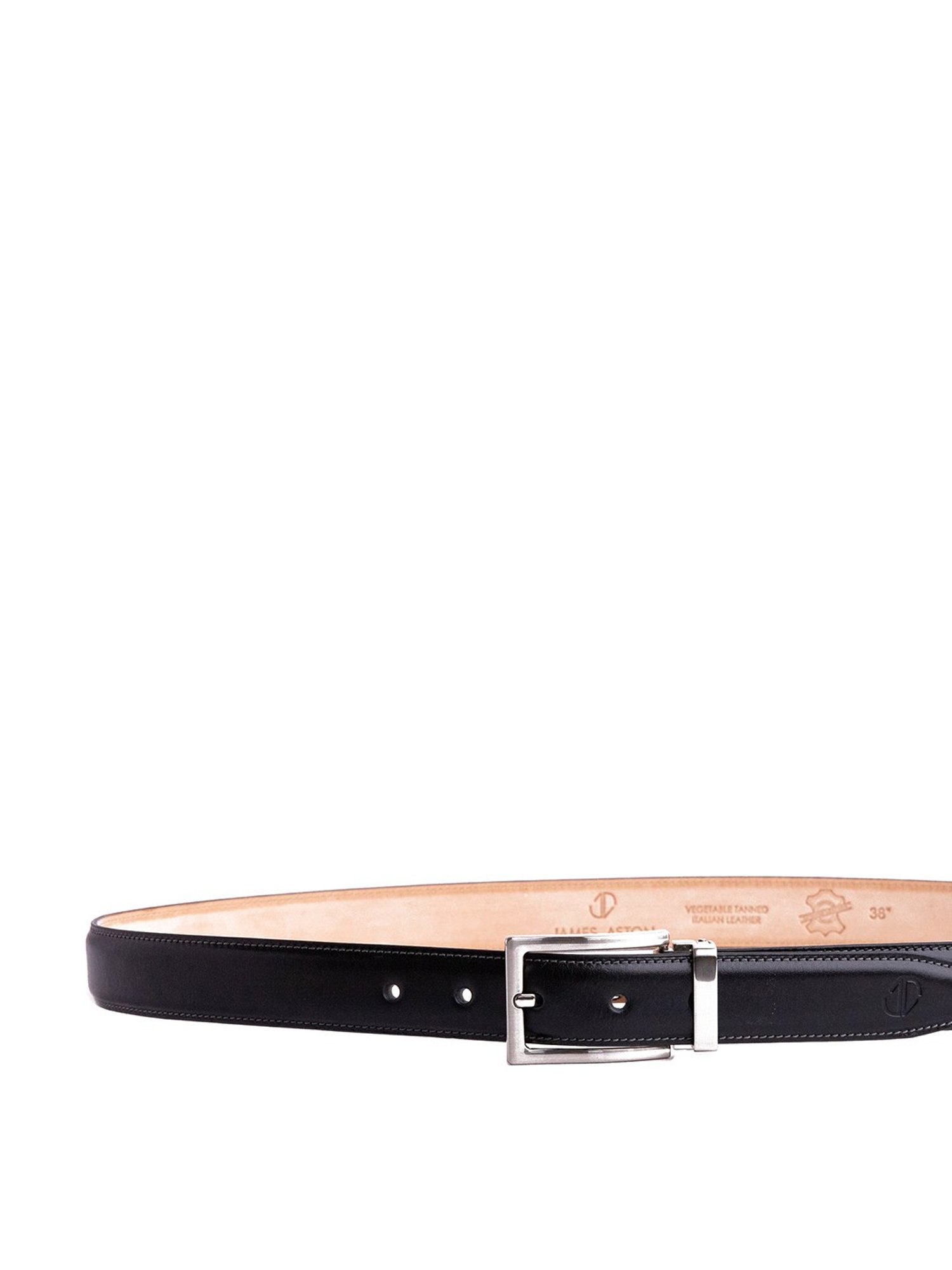 James Aston Black Leather Waist Belt for Men