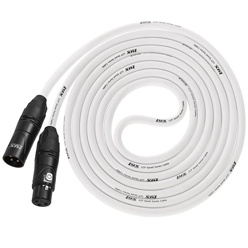 100 Feet XLR Microphone Cable Balanced Male to Female 3 Pin Mic Cord for Powered Speakers Audio Interface Professional Pro Audio Performance and Recording Devices White
