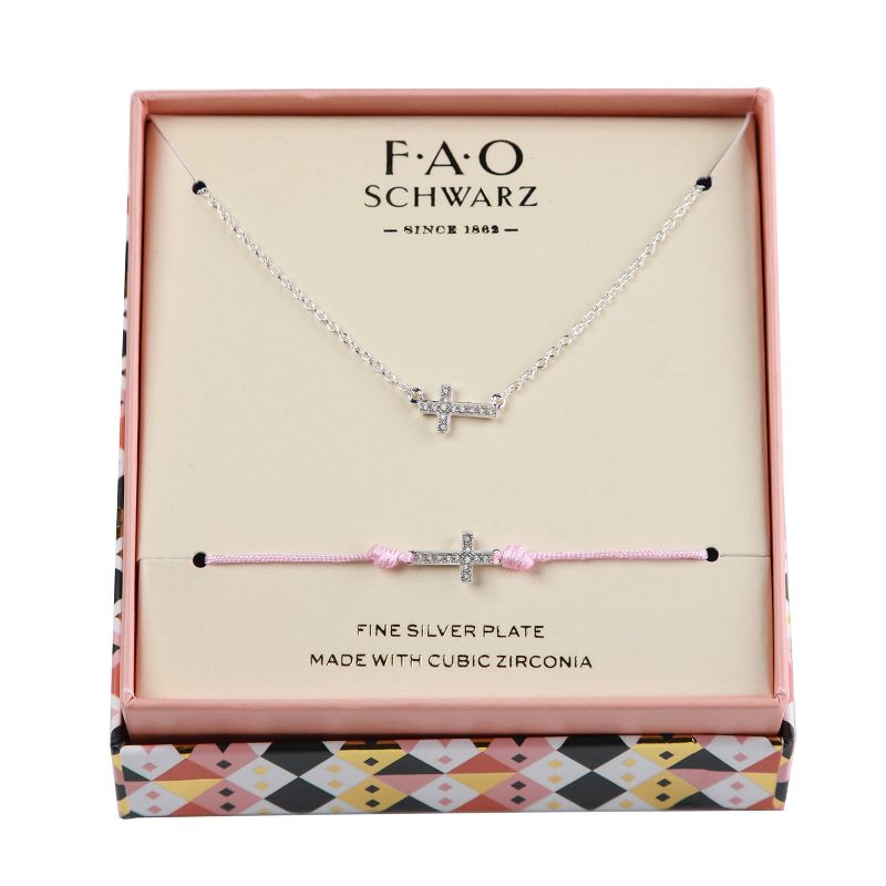 FAO Schwarz Cross Necklace and Bracelet Set