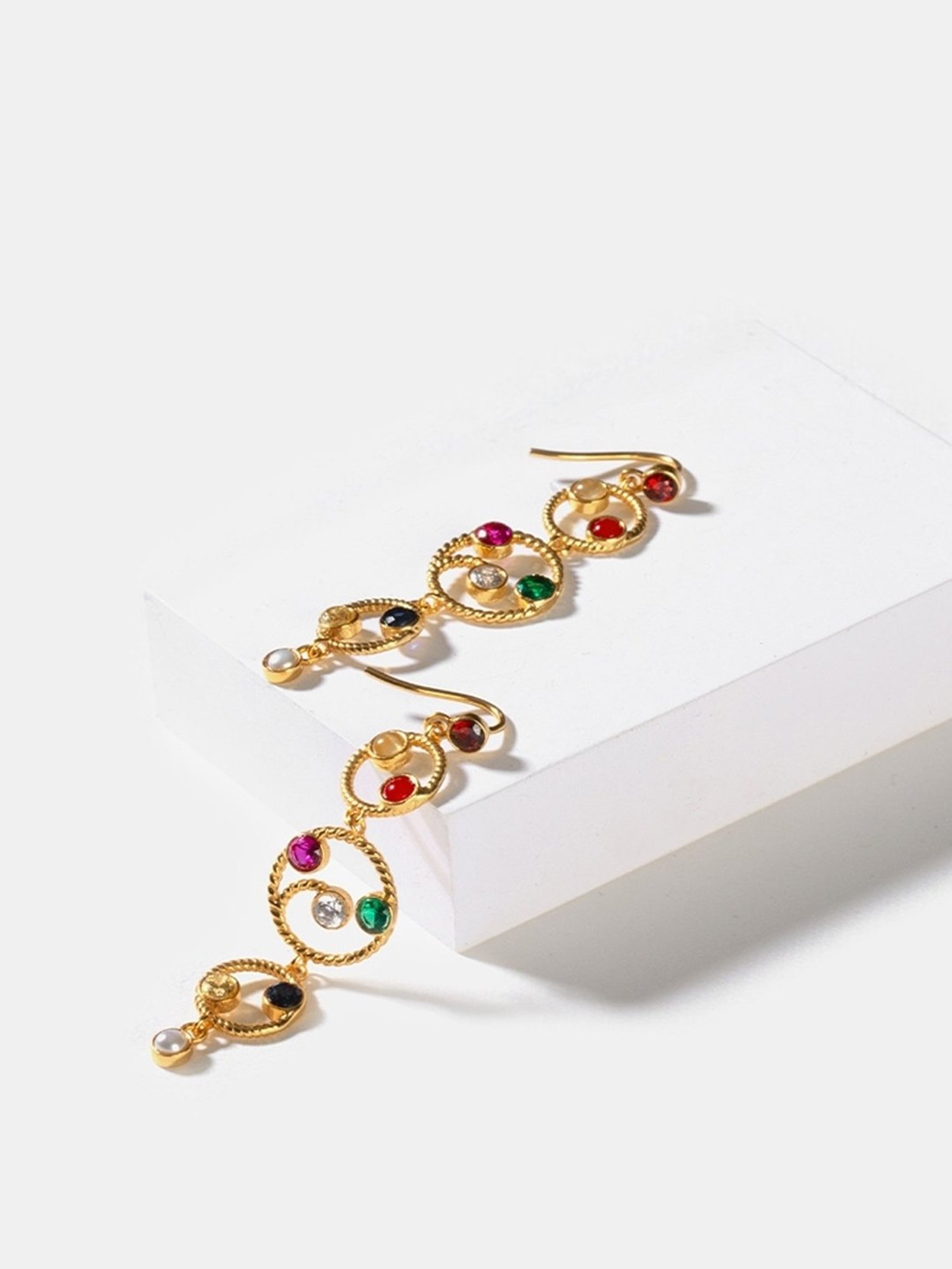 Shaya 92.5 Sterling Silver Being My Own Navratna Galaxy Earrings for Women