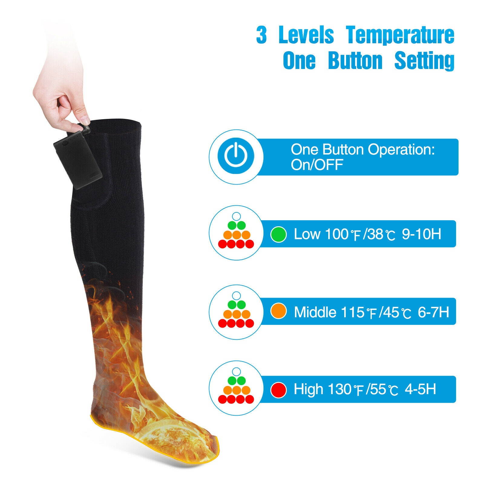 3400mAh Rechargeable Heat Socks  Heated Socks for Men Women