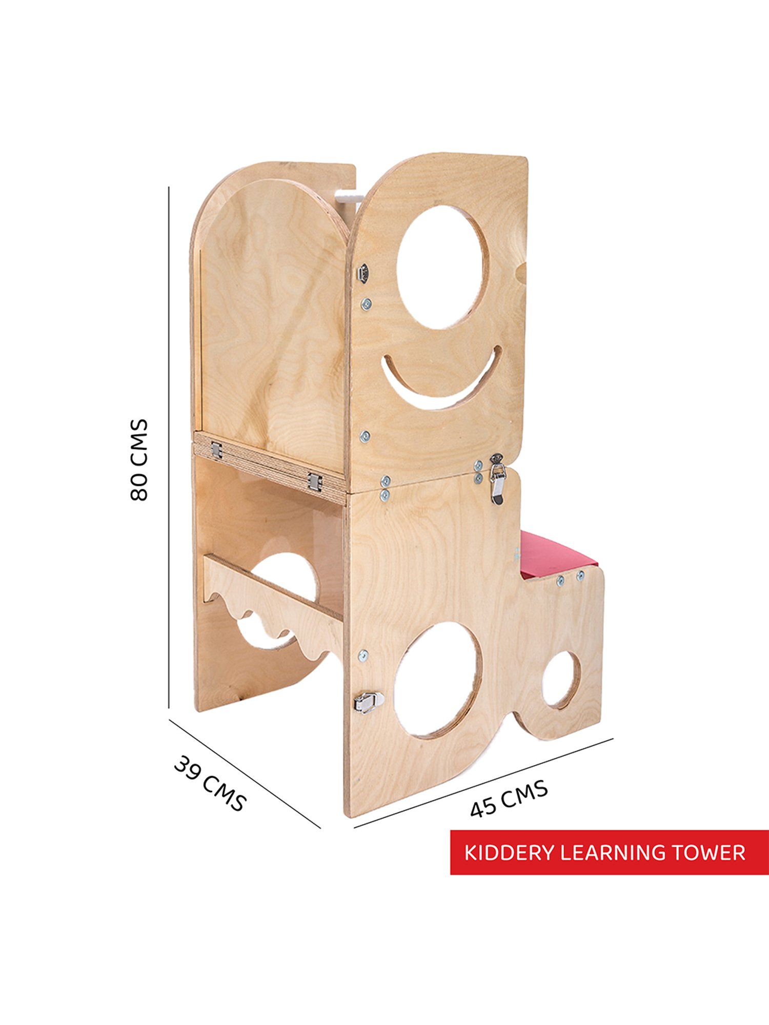 Kiddery Natural Wooden Learning Tower Cum Table & Chair (Age 1-3 years)