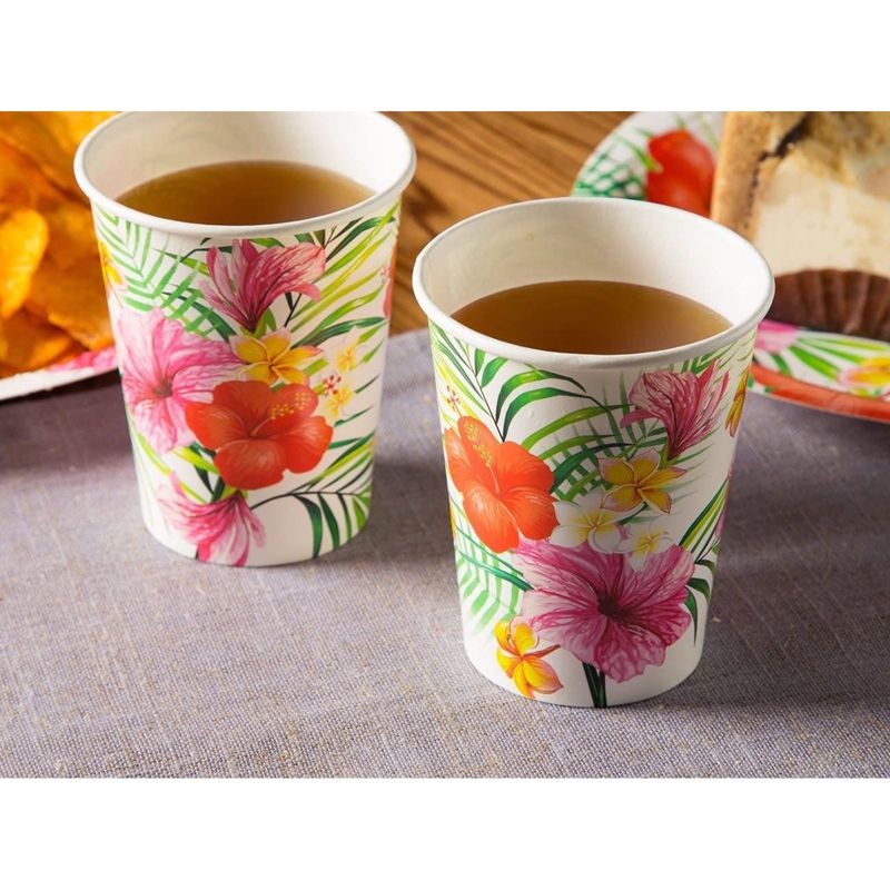 Blue Panda 144 Pieces Hawaiian Luau Dinnerware Set, Tropical Party Supplies (Serves 24)