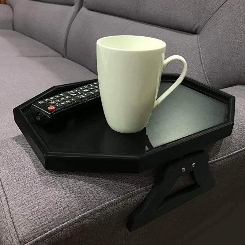 Sofa Couch Armrest ClipOn Table Recliner Armrest Organizer Tray for CoffeeSnacksElectronics Black