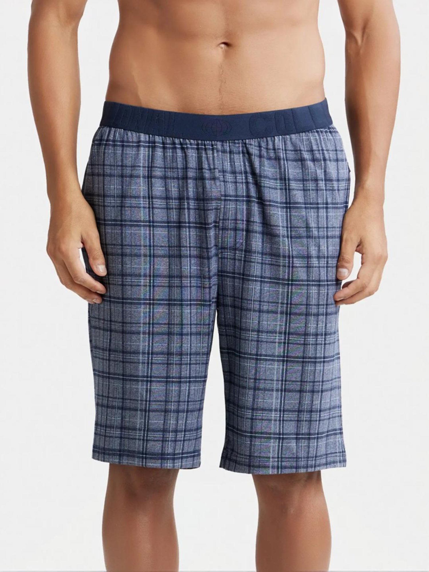 Jockey IM02 Blue Tencel Micro Modal Cotton Elastane Stretch Shorts with Side Pocket