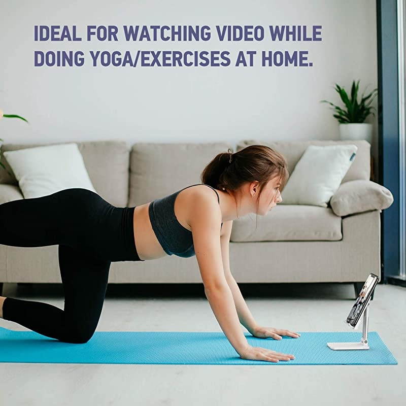 Cell Phone Stand  Angle Height Adjustable Cell Phone Stand for Desk Thick Case Friendly Phone Holder Stand for Desk Compatible with All Mobile Phones White