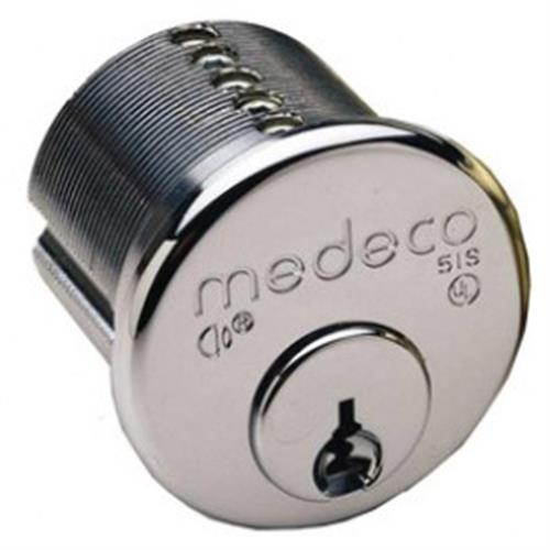 Medeco 10-5200-626-JL Satin Chrome 1-1/2" Mortise Cylinder With 6 Pin Tumbler