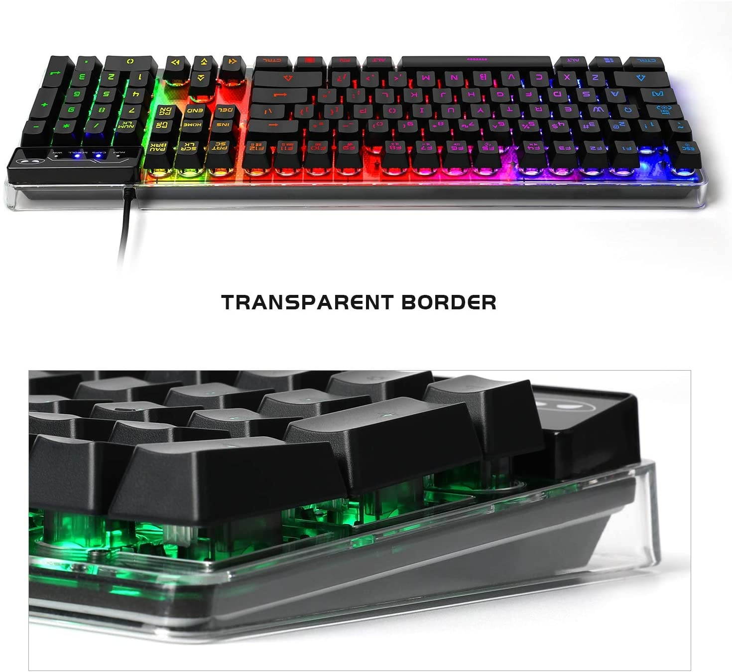 Gaming Keyboard and Mouse Combo, K1 LED Rainbow Backlit Keyboard with 104 Key Computer PC Gaming Keyboard for PC/Laptop