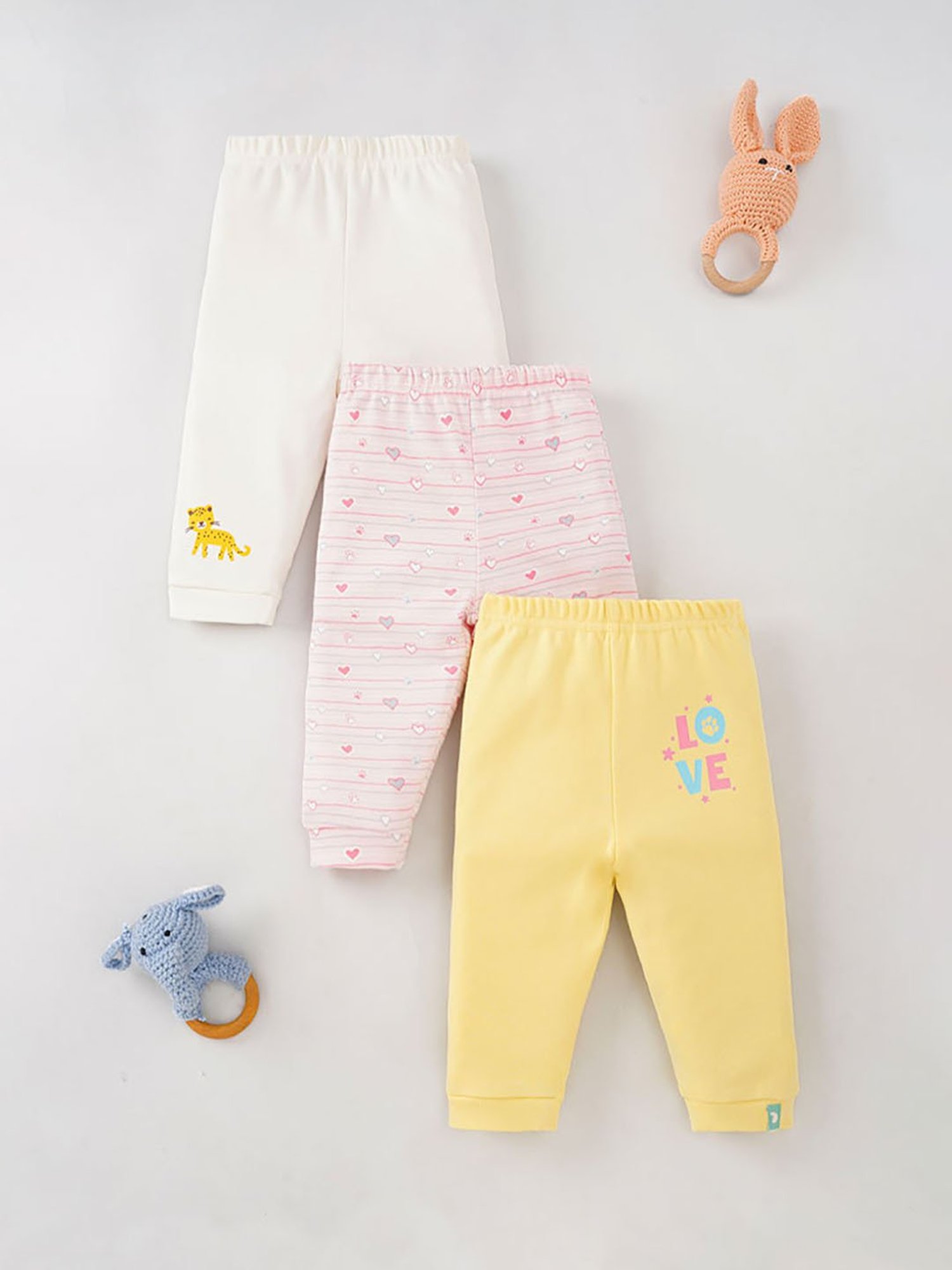 Ed-a-Mamma Baby Multicolor Printed Joggers (Pack Of 3)