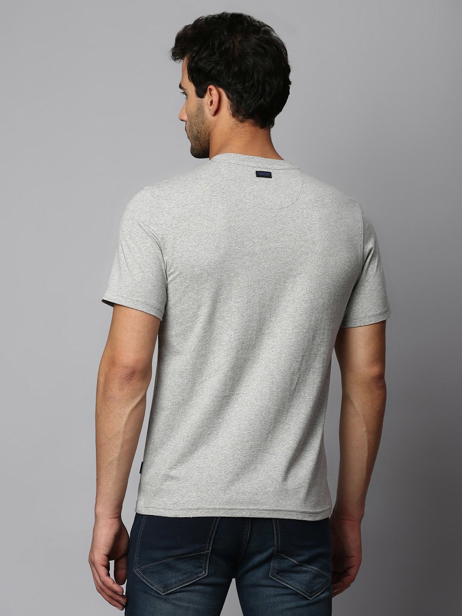 Beverly Hills Polo Club Grey Melange Regular Fit Cotton Crew T-Shirt
