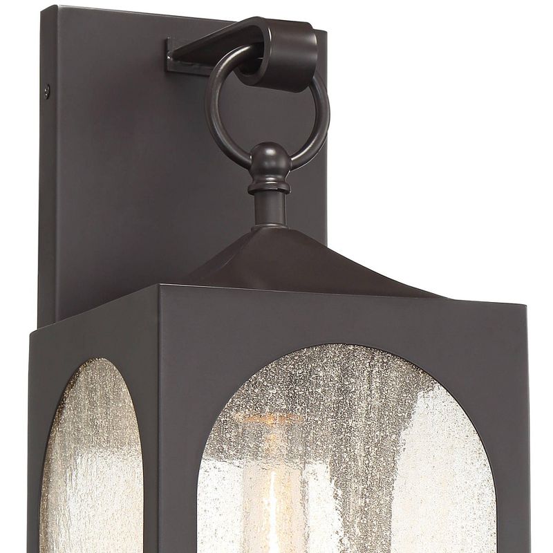 Possini Euro Design Modern Outdoor Wall Light Fixture Bronze Lantern 20 1/2" Seedy Glass for Exterior House Porch Patio Deck
